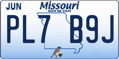 MO license plate PL7B9J