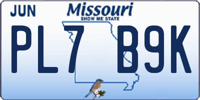 MO license plate PL7B9K
