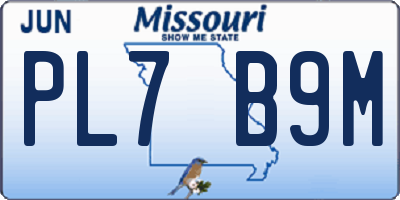 MO license plate PL7B9M