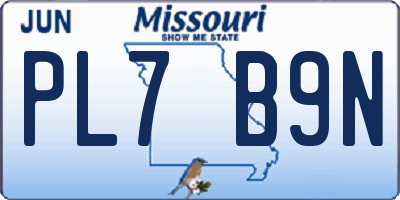 MO license plate PL7B9N