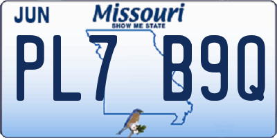 MO license plate PL7B9Q