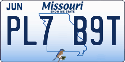 MO license plate PL7B9T