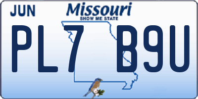 MO license plate PL7B9U