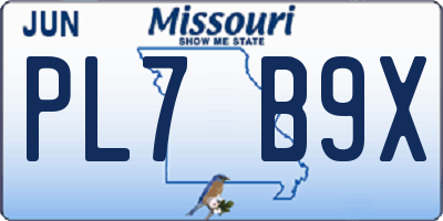 MO license plate PL7B9X