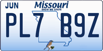 MO license plate PL7B9Z