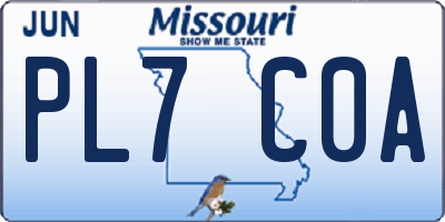 MO license plate PL7C0A