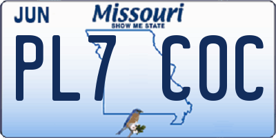 MO license plate PL7C0C