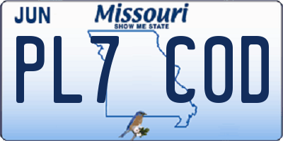 MO license plate PL7C0D