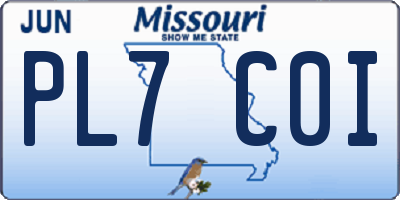 MO license plate PL7C0I