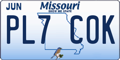 MO license plate PL7C0K
