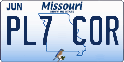 MO license plate PL7C0R