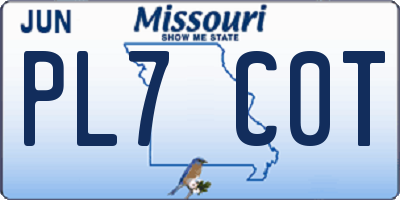 MO license plate PL7C0T