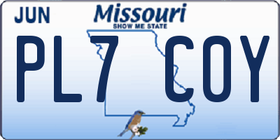 MO license plate PL7C0Y