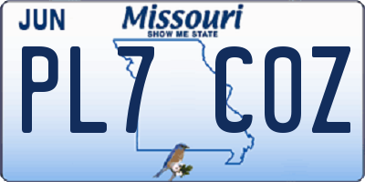 MO license plate PL7C0Z