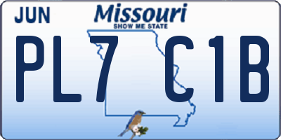 MO license plate PL7C1B