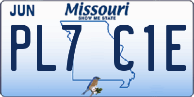 MO license plate PL7C1E