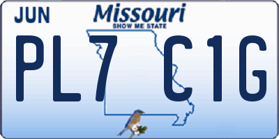 MO license plate PL7C1G