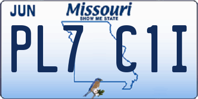 MO license plate PL7C1I