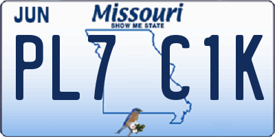 MO license plate PL7C1K
