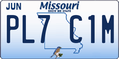 MO license plate PL7C1M