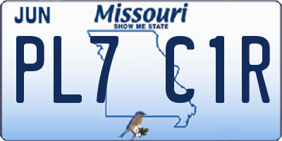 MO license plate PL7C1R