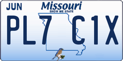 MO license plate PL7C1X