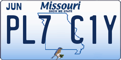 MO license plate PL7C1Y
