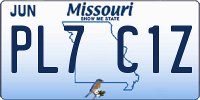 MO license plate PL7C1Z
