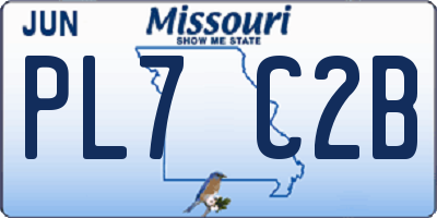 MO license plate PL7C2B