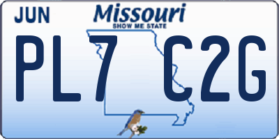 MO license plate PL7C2G