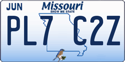 MO license plate PL7C2Z
