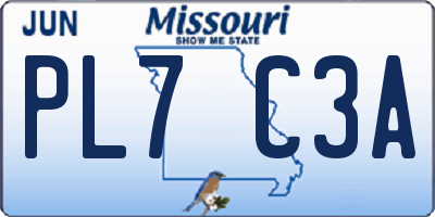 MO license plate PL7C3A