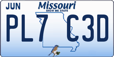 MO license plate PL7C3D