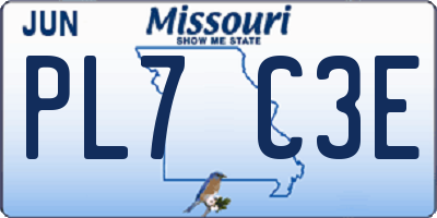 MO license plate PL7C3E