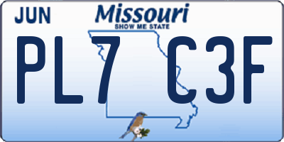 MO license plate PL7C3F
