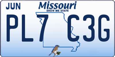 MO license plate PL7C3G