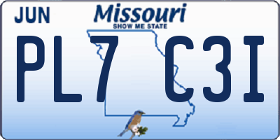 MO license plate PL7C3I