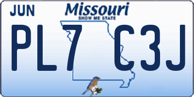 MO license plate PL7C3J