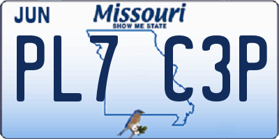 MO license plate PL7C3P