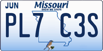 MO license plate PL7C3S