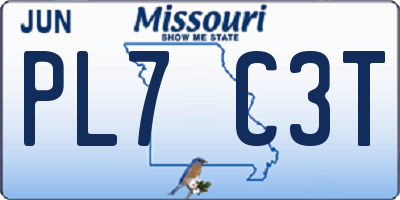 MO license plate PL7C3T