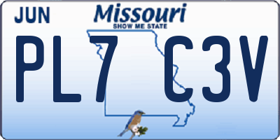 MO license plate PL7C3V
