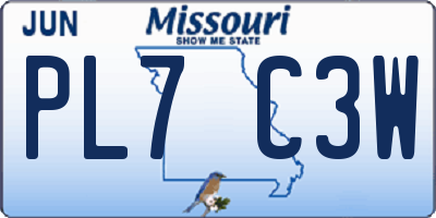 MO license plate PL7C3W