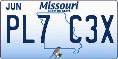 MO license plate PL7C3X
