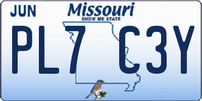 MO license plate PL7C3Y