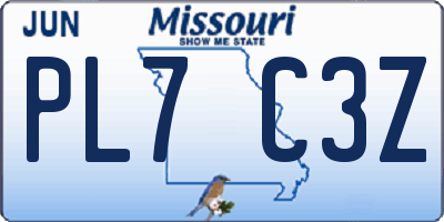 MO license plate PL7C3Z