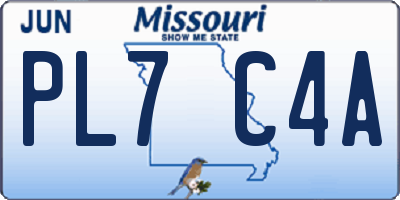 MO license plate PL7C4A