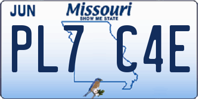MO license plate PL7C4E