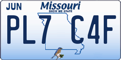 MO license plate PL7C4F