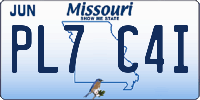 MO license plate PL7C4I